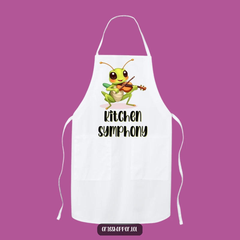 Funny Grasshopper Violin Apron - Chef's Musical Kitchen Gift