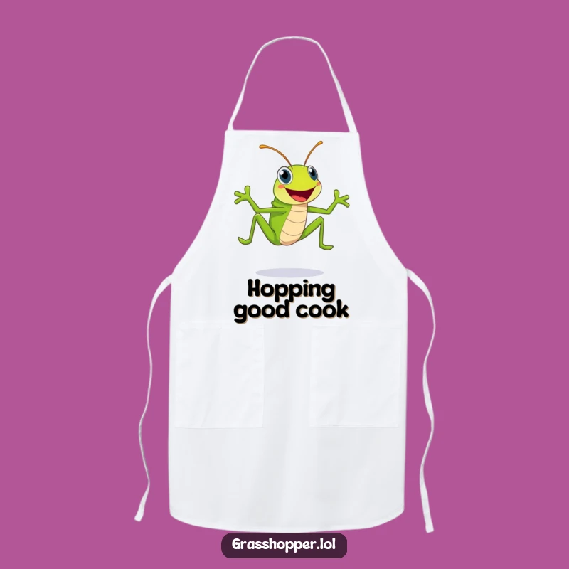 Funny Grasshopper Apron: Happy Green Leaper with Huge Smile, Kitchen Gift!