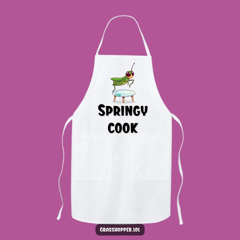 Funny Grasshopper Dewdrop Trampoline Apron: Cook and Play with Nature's Joy