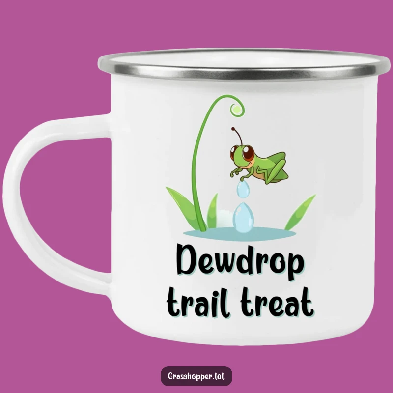 Funny Grasshopper Dewdrop Slide Camping Mug: Adventure Fuel with a Hilarious Kick