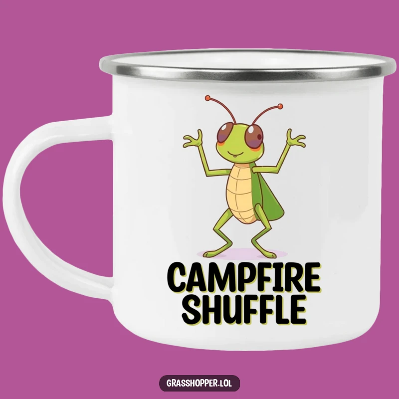 Funny Dancing Grasshopper Camping Mug: Outdoor Celebration, Perfect Gift