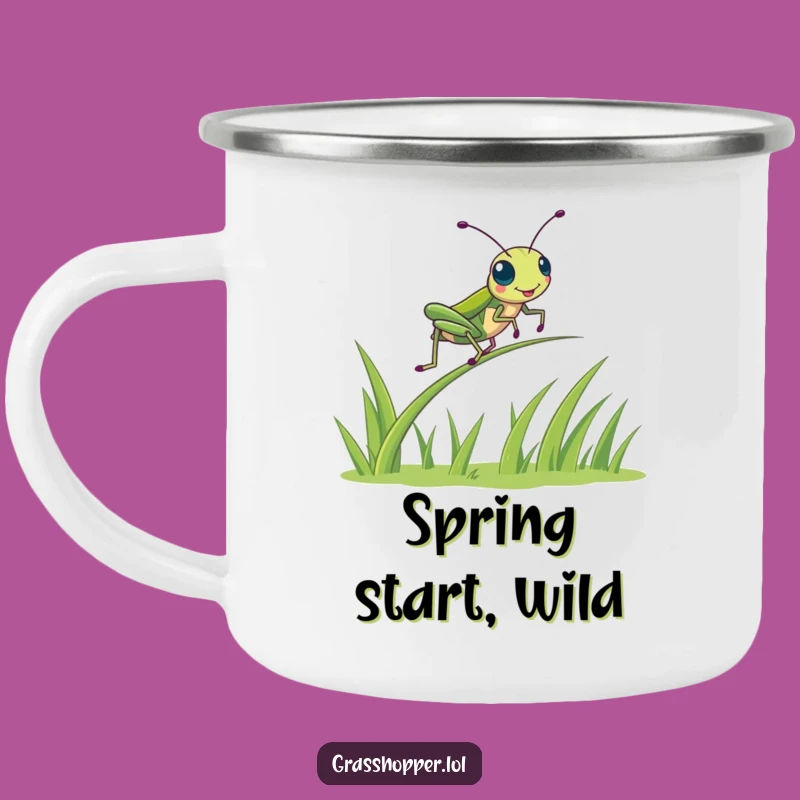 Funny Kawaii Grasshopper Camping Mug - Outdoor Bounce Fun Gift