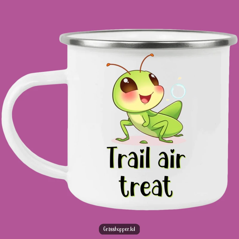 Funny Grasshopper Camping Mug: Enamel Giggle Insect Cup, Outdoor Humorous Gift, Perfect Funny Gift