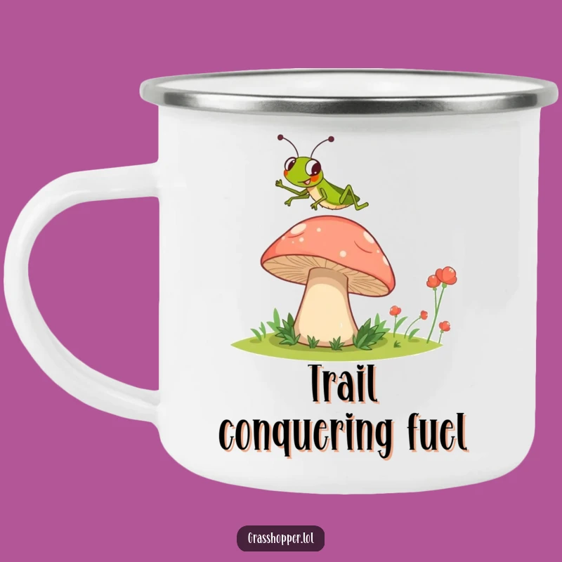 Funny Grasshopper Mushroom Jump Camping Mug - Adventure-Ready Jumping Insect Cup