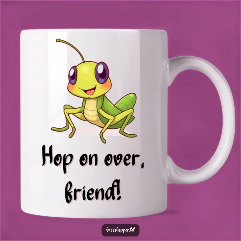 Funny Grasshopper Smiles Mug: A Joyful Insect's Invitation for a Hilarious Gift