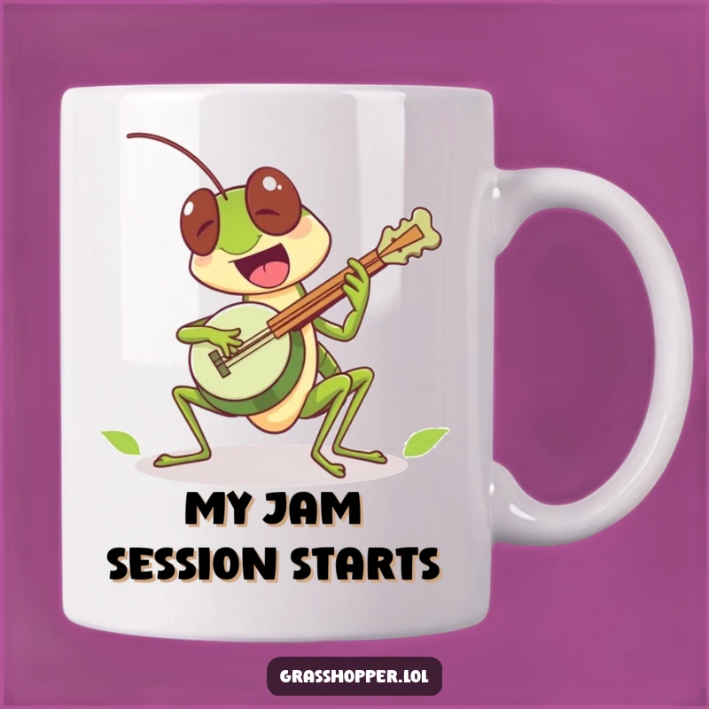 Funny Grasshopper Banjo Mug: Excited Music Maker, Perfect Funny Gift!