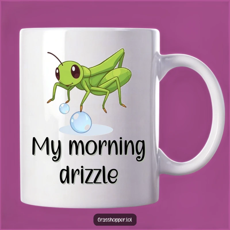 Funny Grasshopper Dewdrop Mug: Playful Insect Gift for Joyful Mornings!