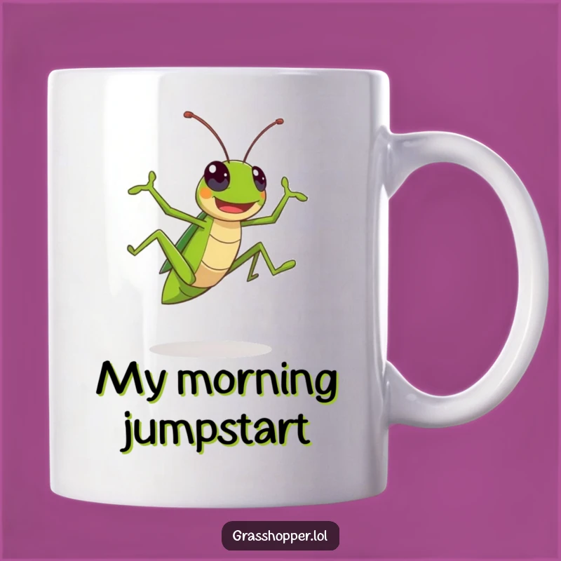 Funny Kawaii Grasshopper Leaping Mug: The Perfect Jumping Insect Gift!