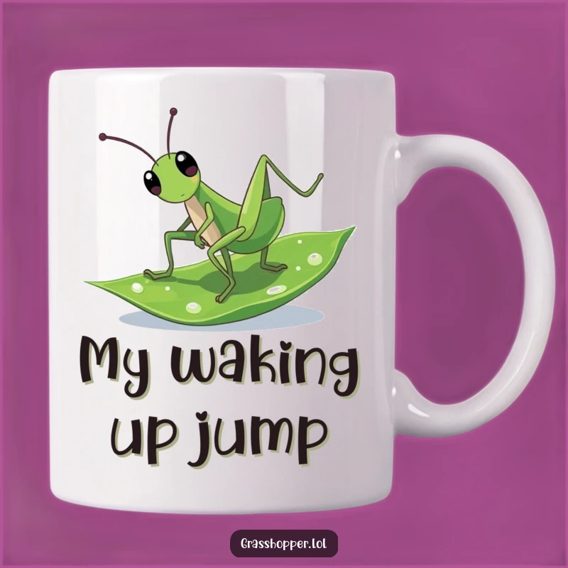 Funny Cartwheeling Grasshopper Mug: A Joyful Design for a Perfect Gift