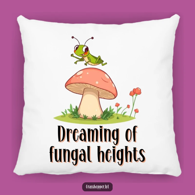 Funny Grasshopper Mushroom Jump Pillow - Comfy Jumping Insect Cushion