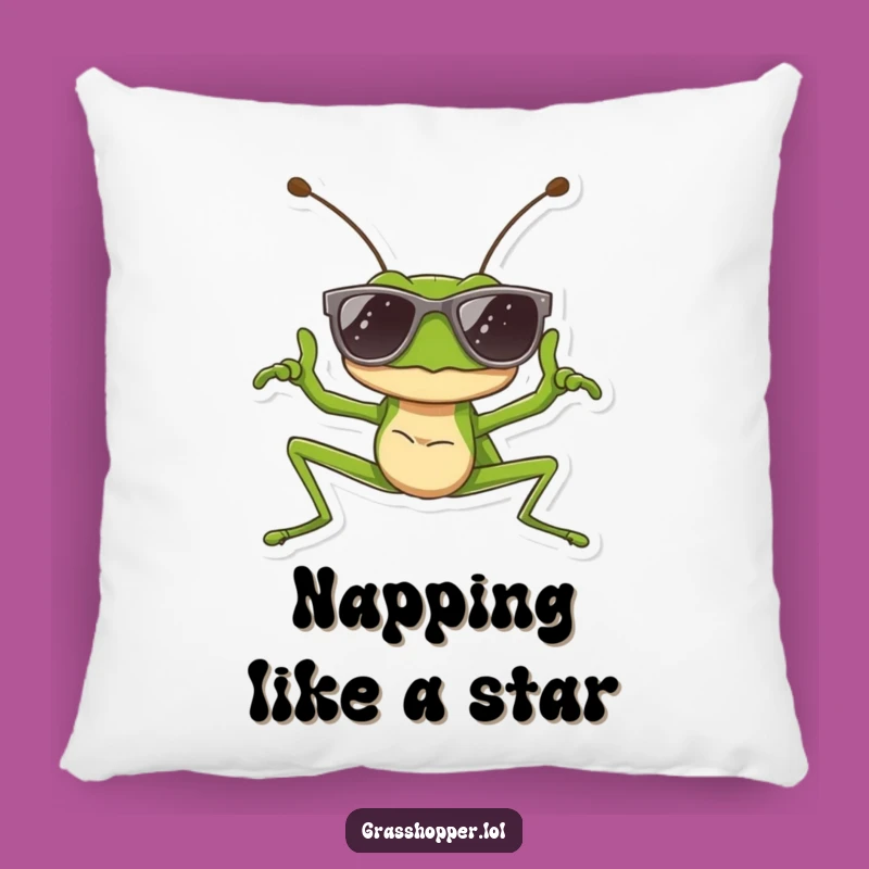 Funny Grasshopper Pillow: Cool Pose, Sunglasses Humor Cushion Gift