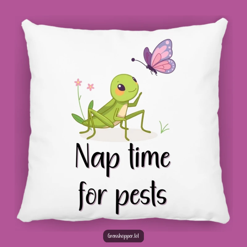 Funny Grasshopper Bopping Butterfly Pillow - Comfy & Kooky Decor Gift!