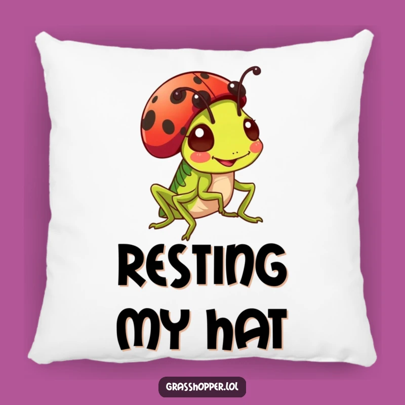 Funny Grasshopper Ladybug Hat Pillow - Cozy Friend Cushion Gift