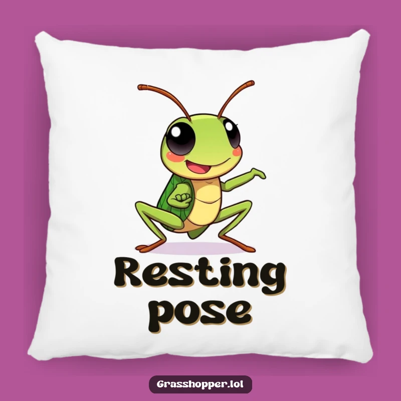 Kawaii Grasshopper Pillow: Dynamic Pose Happy Expression, Comfy Action Pillow Gift!