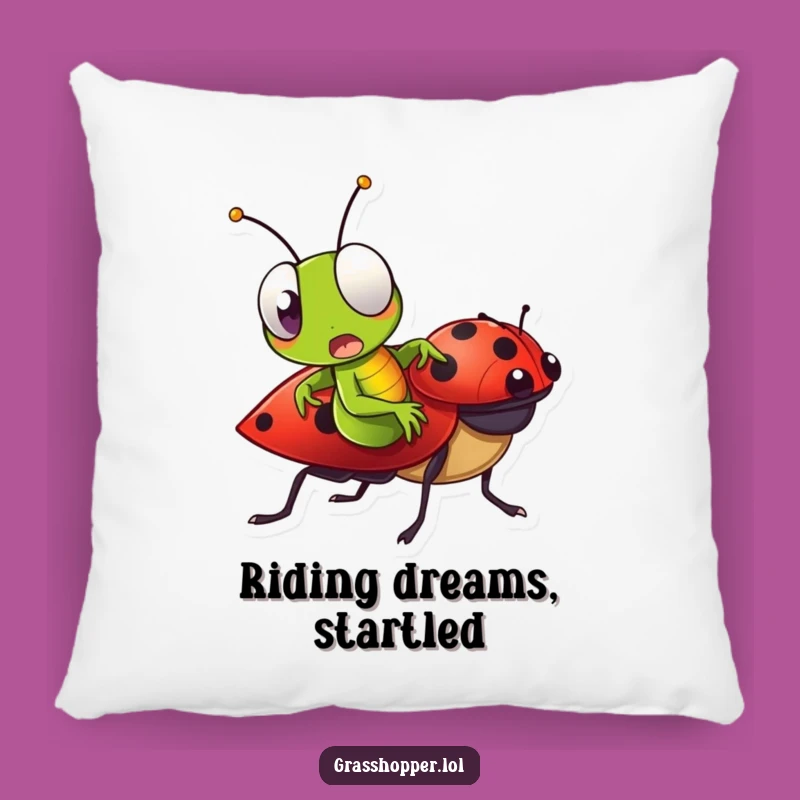 Funny Grasshopper Ladybug Ride Pillow - Soft Surprised Insect Cushion