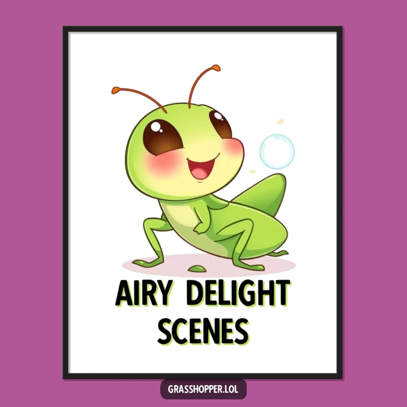 Funny Grasshopper Digital Art: Giggle Insect Downloadable Print, Instant Humorous Decor, Perfect Funny Gift