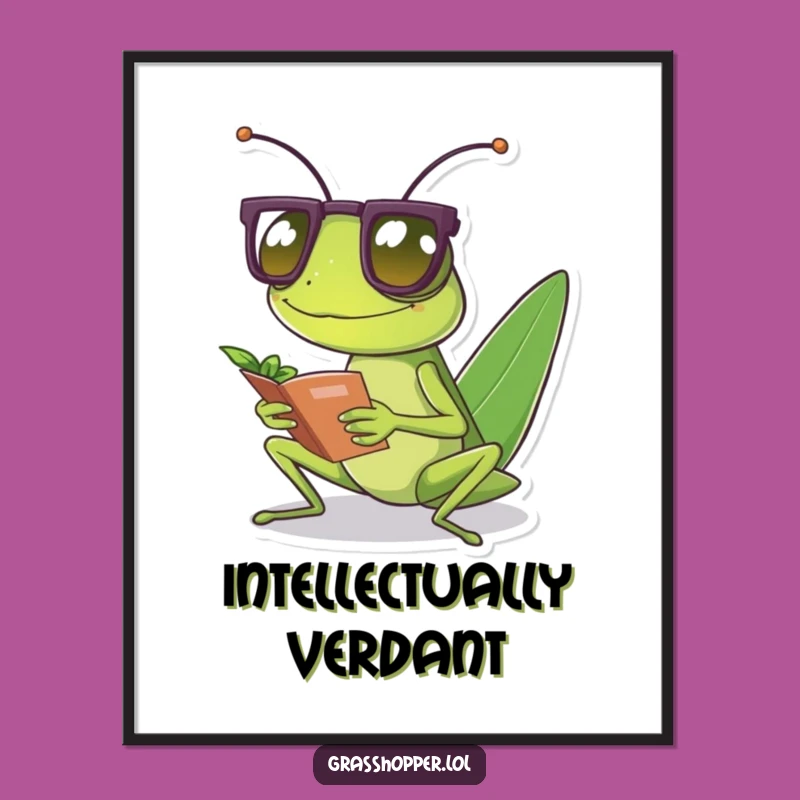 Funny Grasshopper Reader Digital Art - Instant Intellectual Decor & Gift