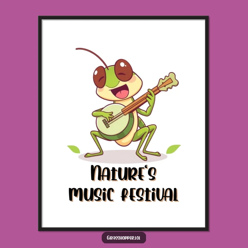 Funny Grasshopper Banjo Digital Art: Instant Musical Joy!