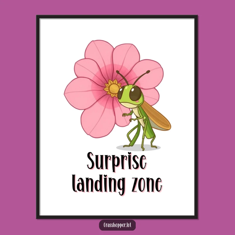 Funny Surprised Grasshopper Digital Art: Petal Shock Instant Print, Perfect Gift