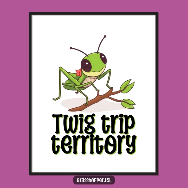 Funny Grasshopper Tripping Print - Comical Insect Art for Walls