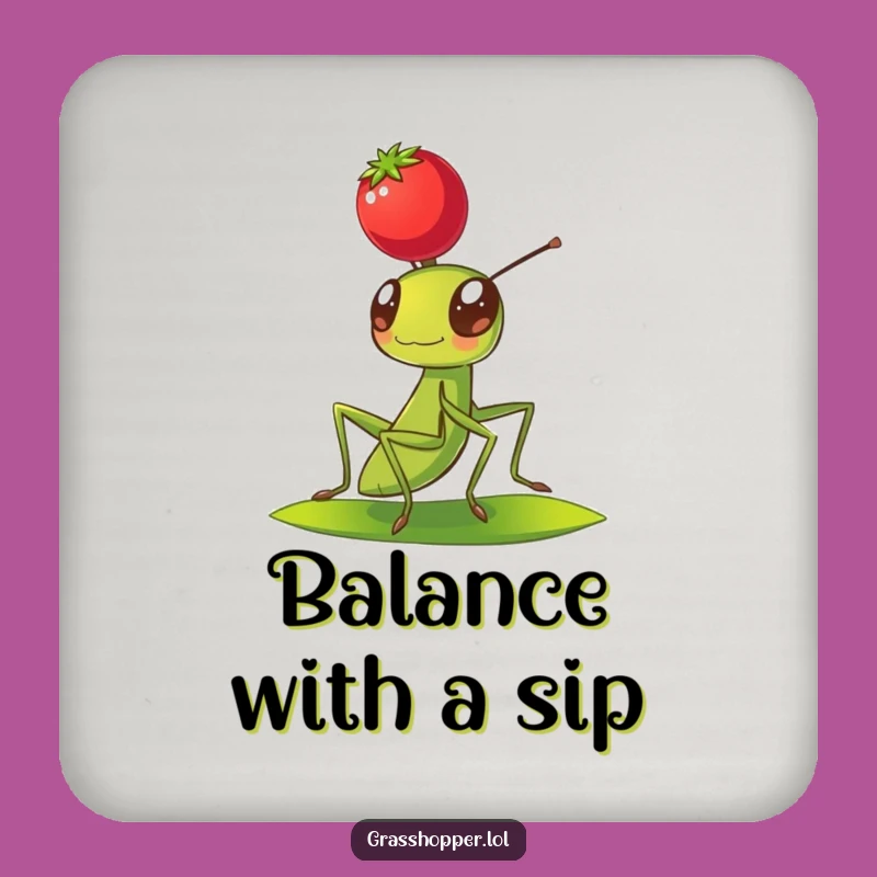 Funny Grasshopper Berry Balance Coaster - Protect Surfaces with Charm