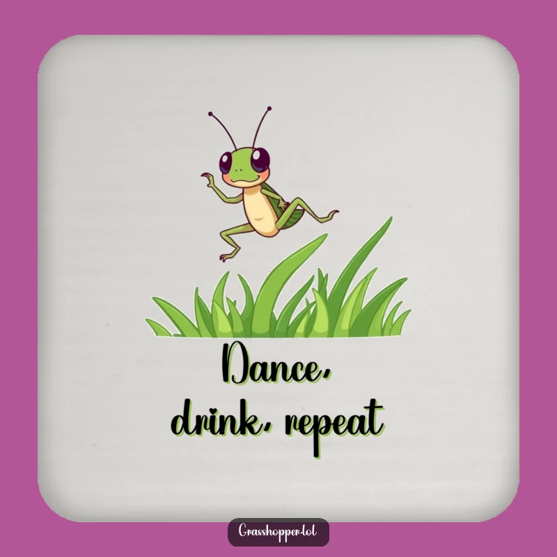 Funny Grasshopper Dancing Coaster: Energetic Surface Protection!