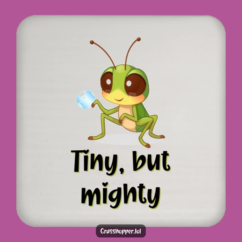 Funny Grasshopper Drink Coaster: Curious Insect Dewdrop, Humorous