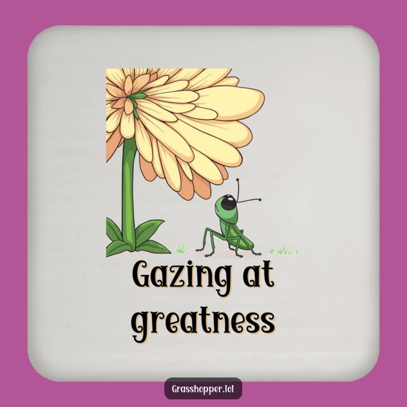 Funny Grasshopper Flower Coaster Set - Protect Surfaces with Humorous Nature Art