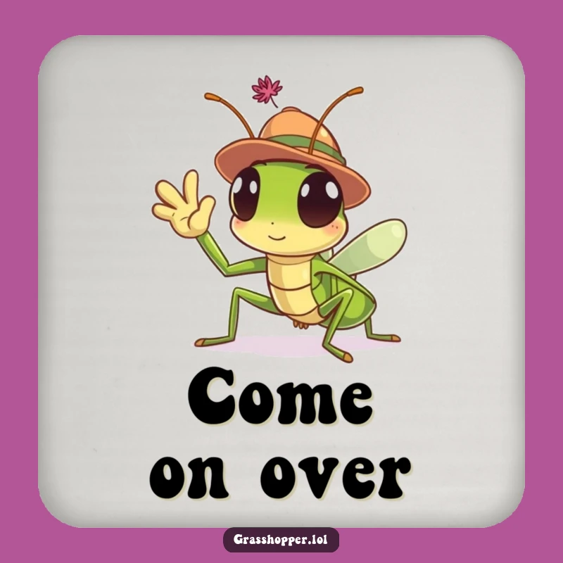 Funny Grasshopper Hat Coaster: Waving Insect Drink Protector, Perfect Funny Gift