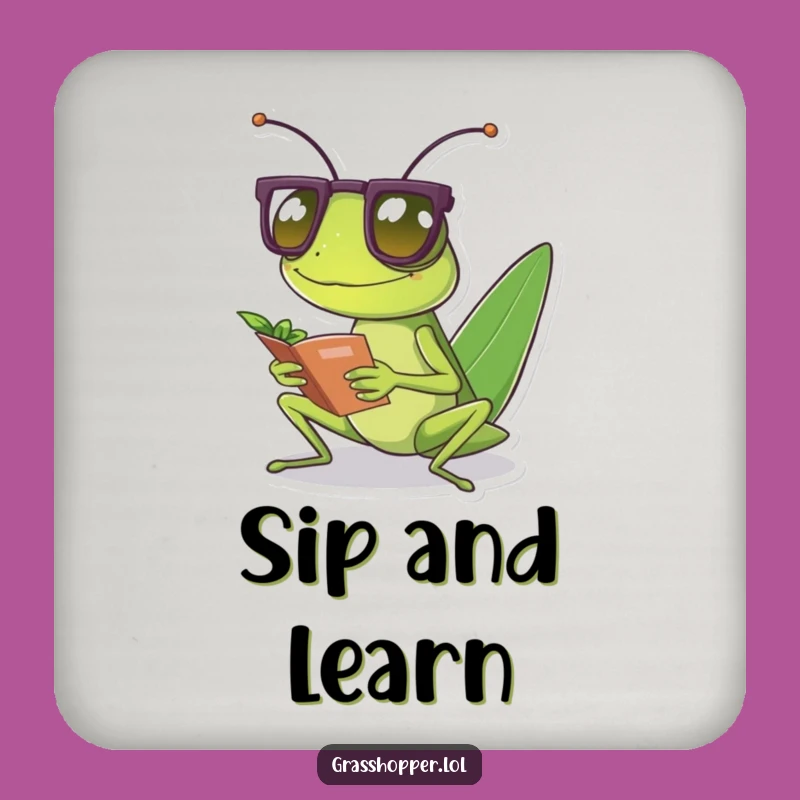 Funny Grasshopper Reader Coaster Set - Protect Surfaces with Wisdom