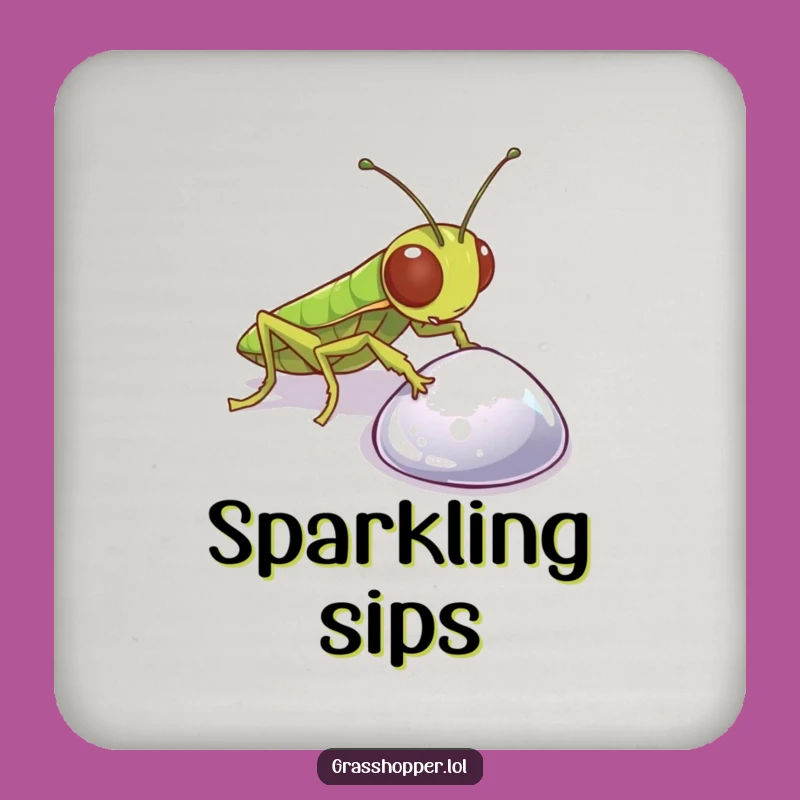 Funny Grasshopper Pebble Coaster: Curious Insect Drink Protector, Perfect Funny Gift