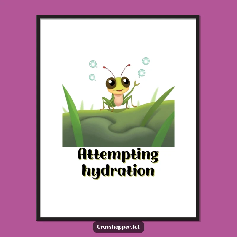 Funny Juggling Grasshopper Poster - Wide-Eyed Dewdrop Art Gift