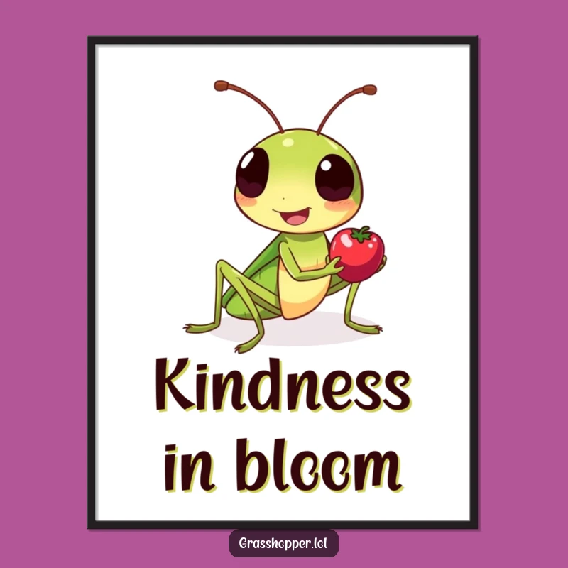 Funny Grasshopper Berry Poster - Kind & Sweet Wall Art Gift