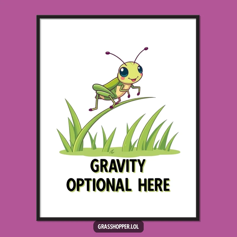 Funny Kawaii Grasshopper Poster - Vibrant Bounce Art Gift
