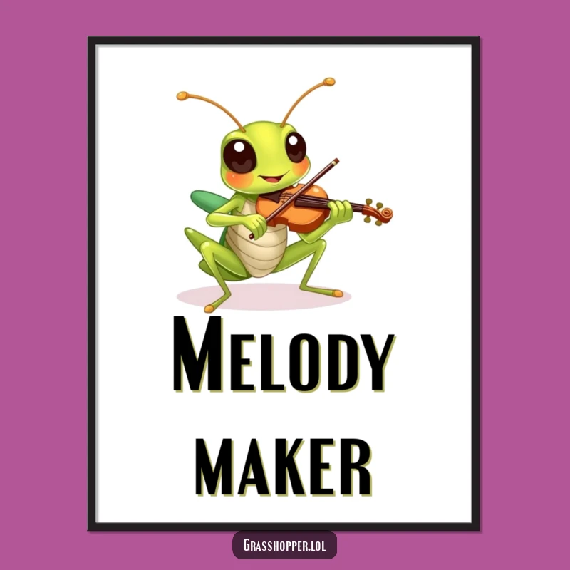 Funny Grasshopper Violin Poster - Cheerful Wall Art & Musician Gift
