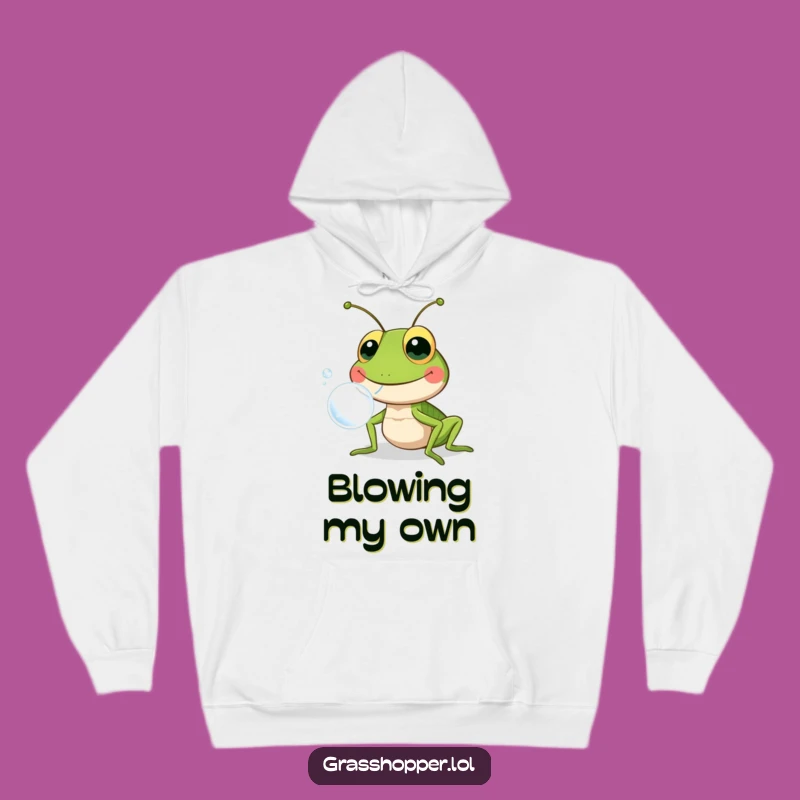 Cozy Funny Grasshopper Bubble Blowing Hoodie: Warmth Meets Whimsy