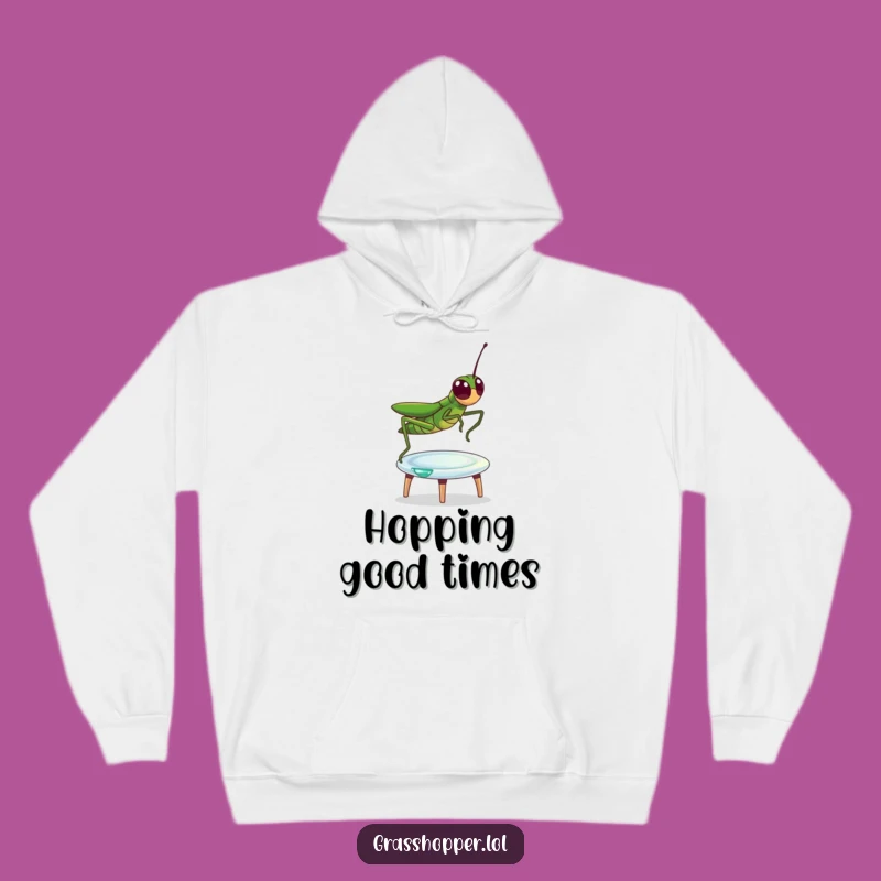 Cozy Funny Grasshopper Dewdrop Trampoline Hoodie: Snuggle Up with Nature's Fun