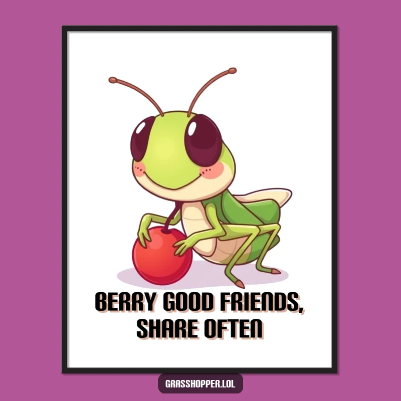 Free Printable Wall Art: Sharing Grasshopper Funny Downloadable Decor for Kind Spaces