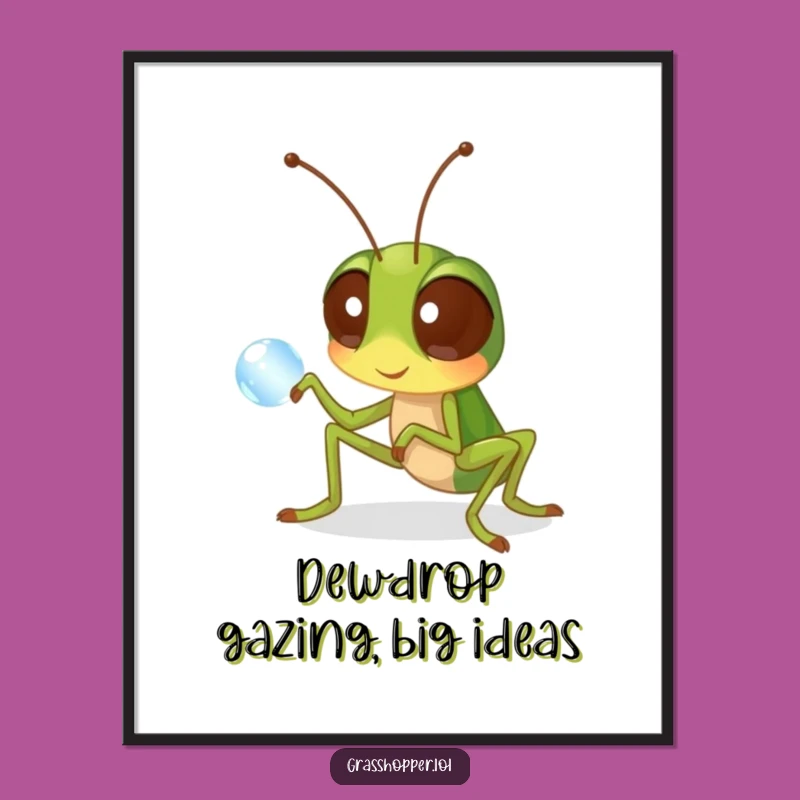 Curious Grasshopper Wall Art: Free Printable Downloadable Insect Decor, Funny Gift