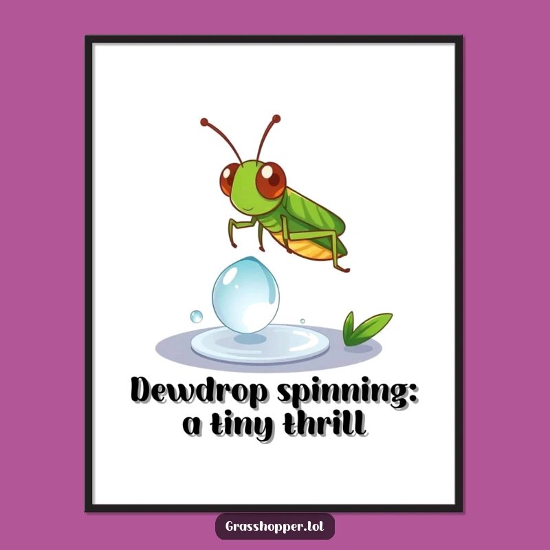 Free Printable Grasshopper Wall Art: Funny Dewdrop Spin Design for Downloadable Whimsy