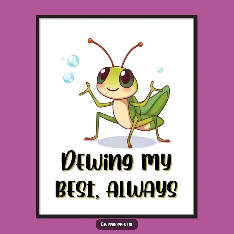 Free Printable Wall Art: Juggling Grasshopper - Funny Nature Decor Download