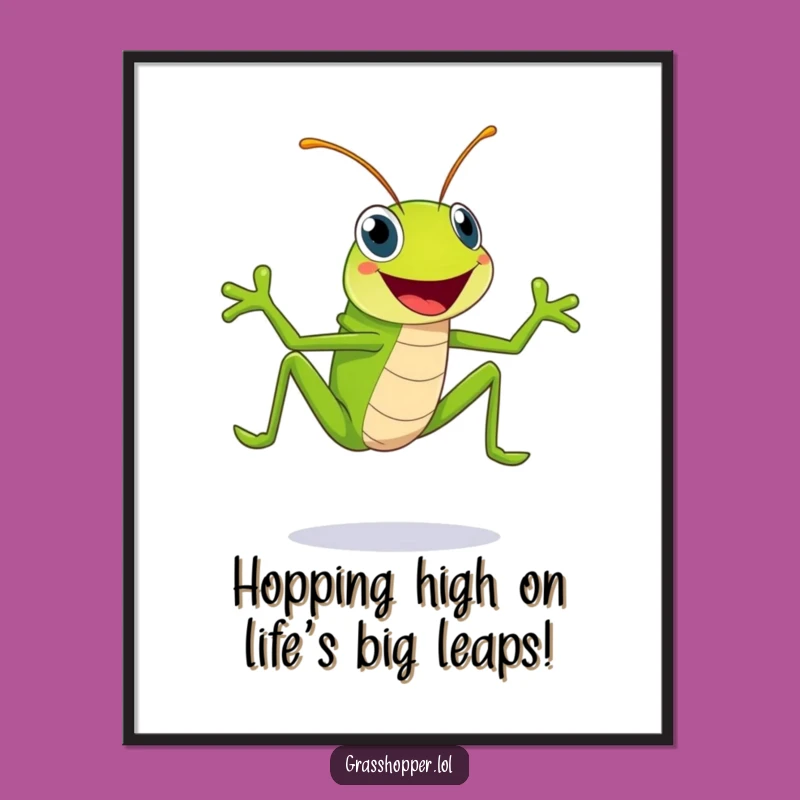 Free Printable Wall Art: Happy Grasshopper, Funny Downloadable Decor for a Cheerful Vibe