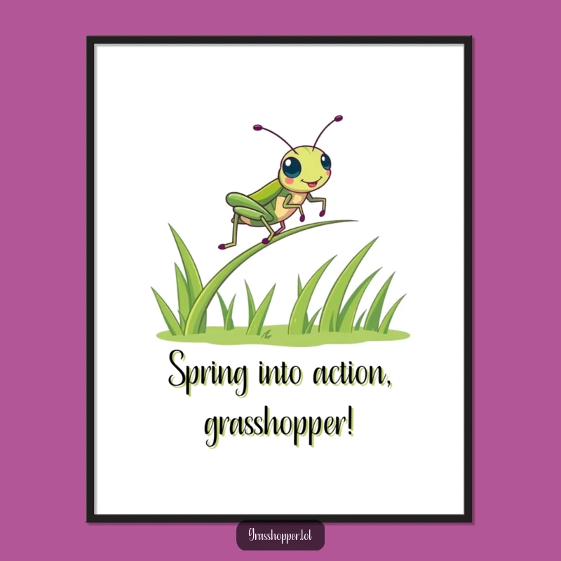 Funny Free Printable Grasshopper Wall Art - Bouncing Insect Downloadable Decor for Joyful Spaces