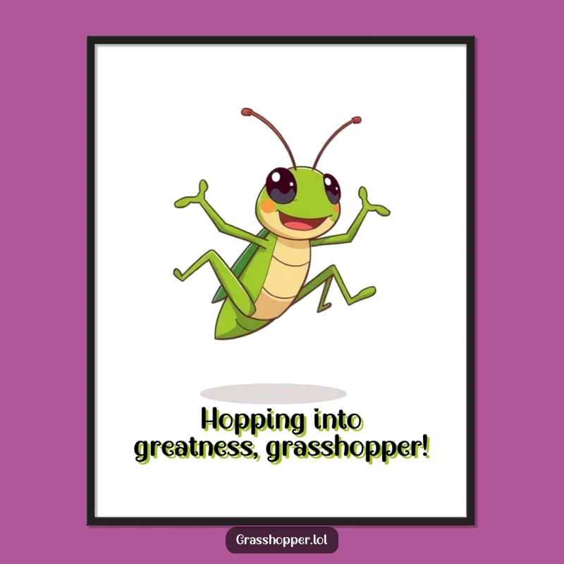 Funny Free Printable Wall Art: Leaping Grasshopper, Whimsical Downloadable Decor for Any Room!
