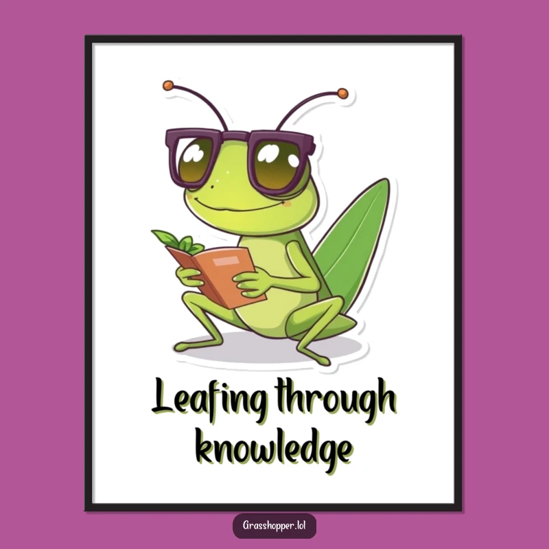 Funny Grasshopper Free Printable Wall Art: Studious Insect Downloadable Decor!