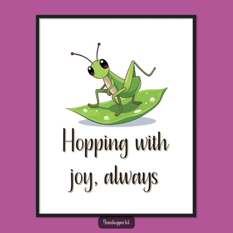 Funny Free Printable Wall Art: Energetic Grasshopper for Playful Decor