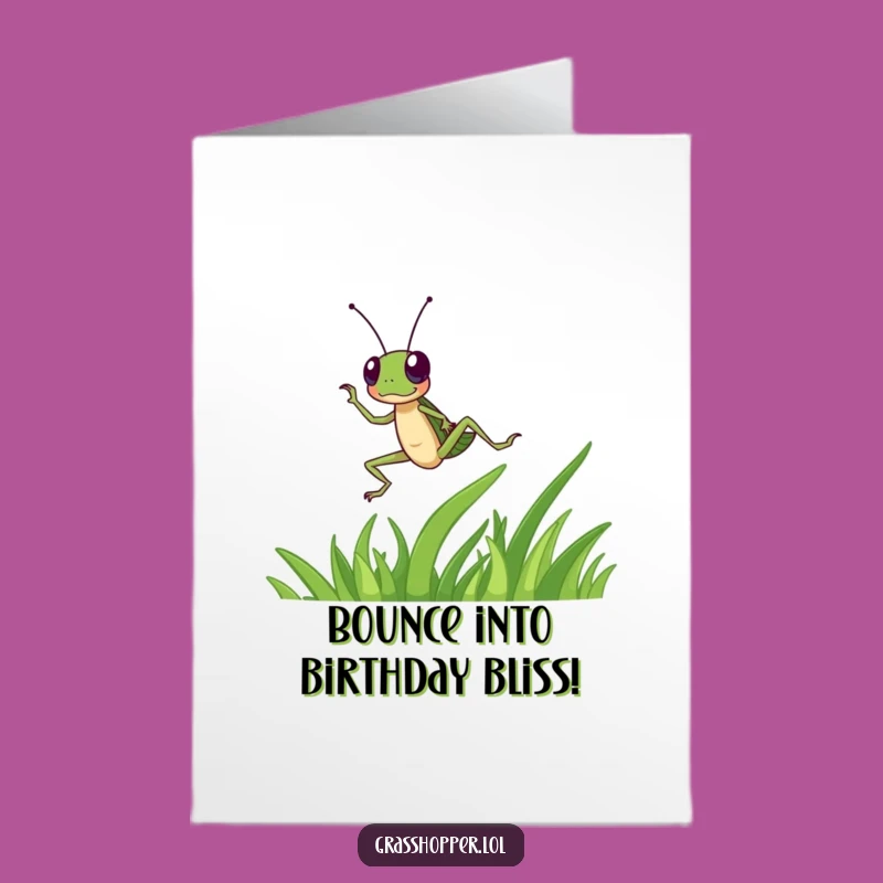 Free Printable Birthday Card: Dancing Grasshopper - Funny Energetic Gift