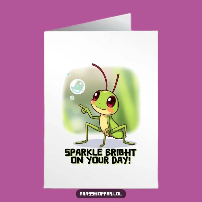 Free Printable Birthday Card: Excited Grasshopper Funny Downloadable Gift for Sparkling Celebrations