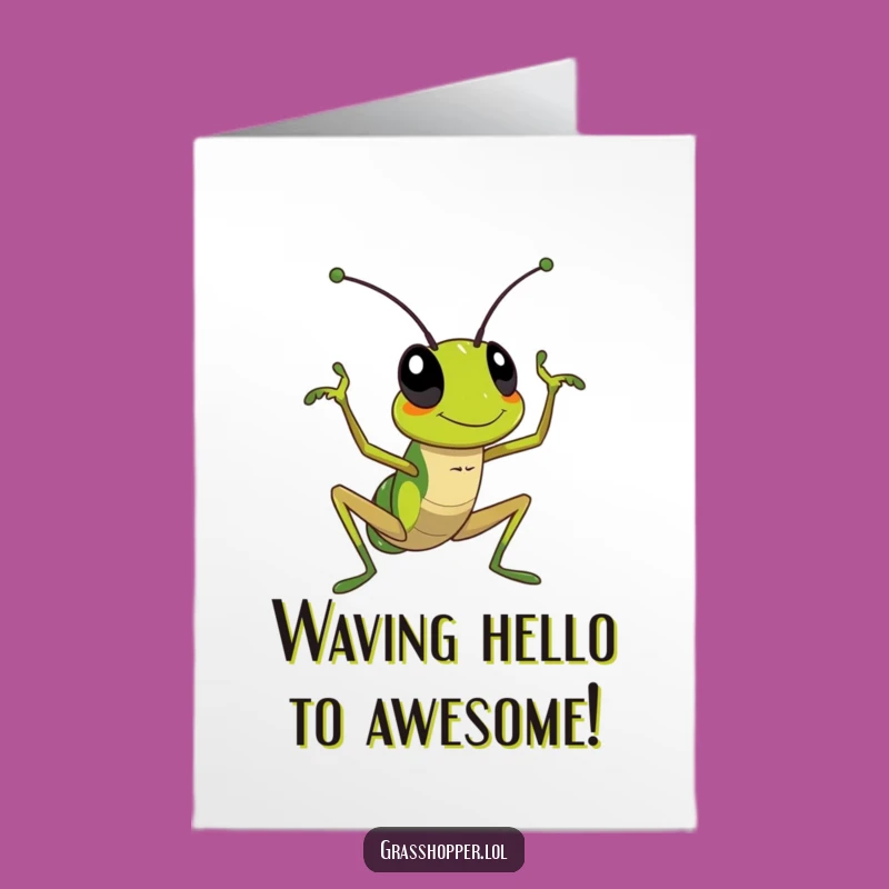 Free Printable Birthday Card: Waving Grasshopper for a Joyful Hello