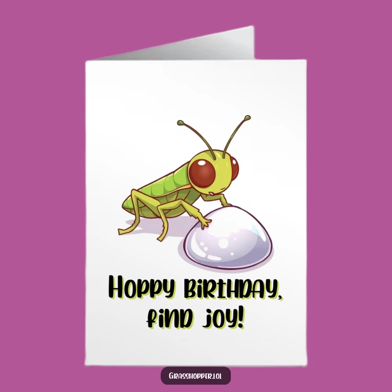 Free Printable Birthday Card: Curious Grasshopper Finds Treasure Funny Gift